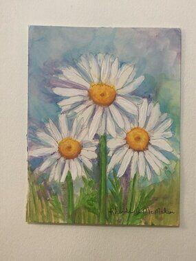Watercolor Daisies Painting